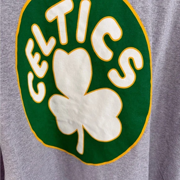 Mitchell & Ness Gray Celtics Tee with Green and White Logo - Picture 2 of 4